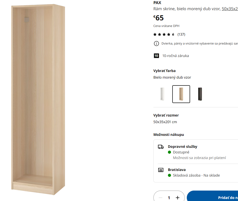 Policová skrinka IKEA Pax + 6 políc