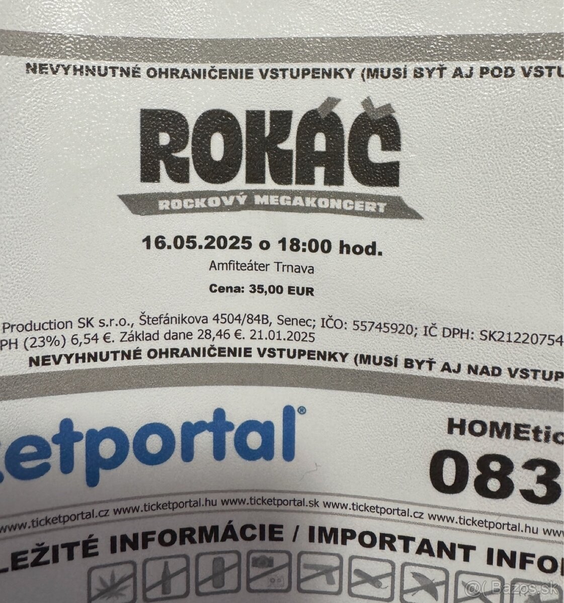 2 listky na megakoncert Rokáč spolu za 50€