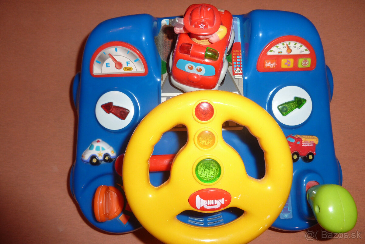 Hudobný auto trenažér, volant, páky, klaksóny... NOVÝ.