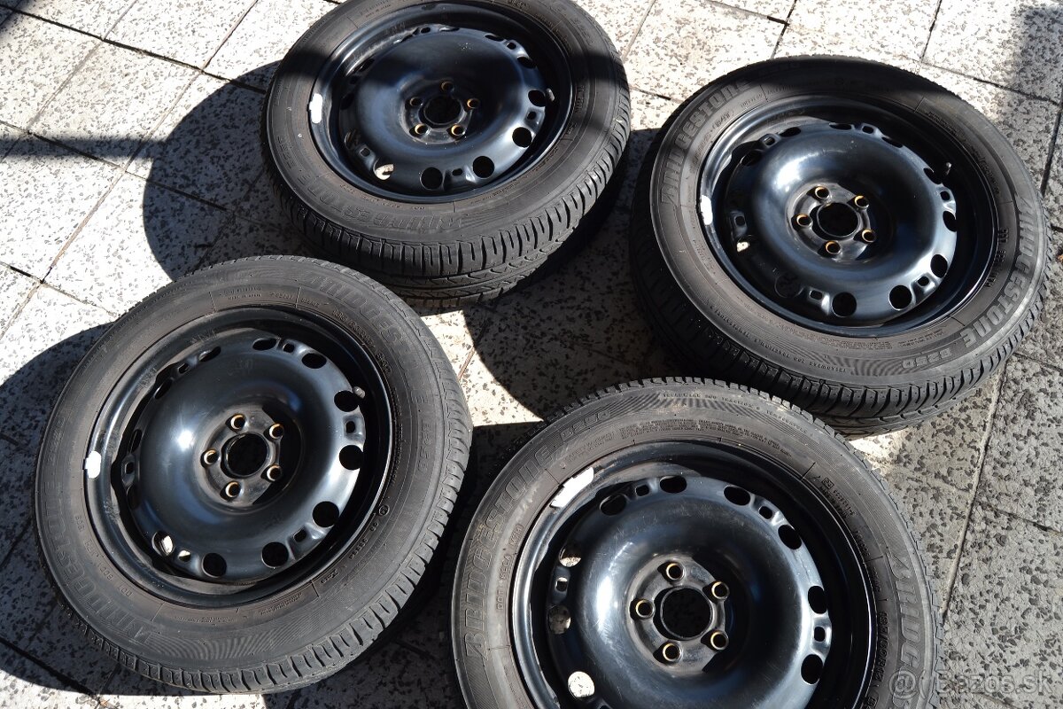 Plechové disky R15 a letné gumy 185/60 R15 Bridgestone