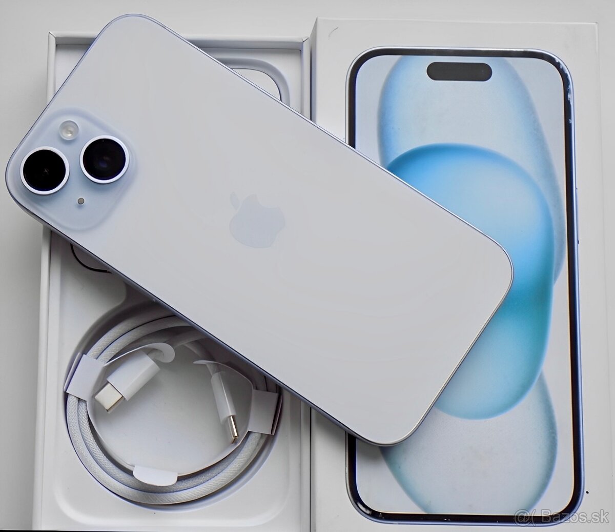 iPhone 15 Blue BATERIE 100% TOP