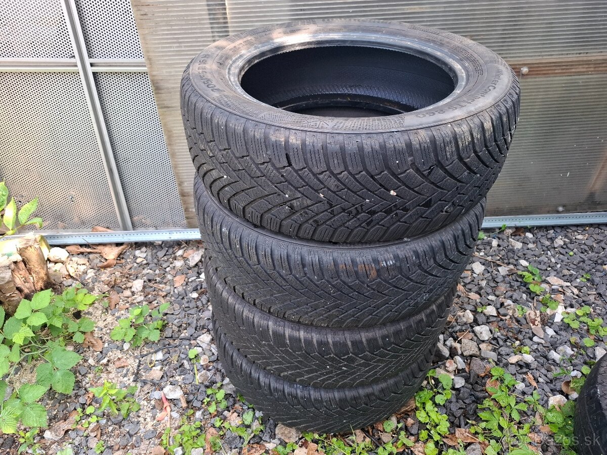 Continental 205/55 r16  Rok 22/17  Vzor 5,5mm  Cena 40eur za