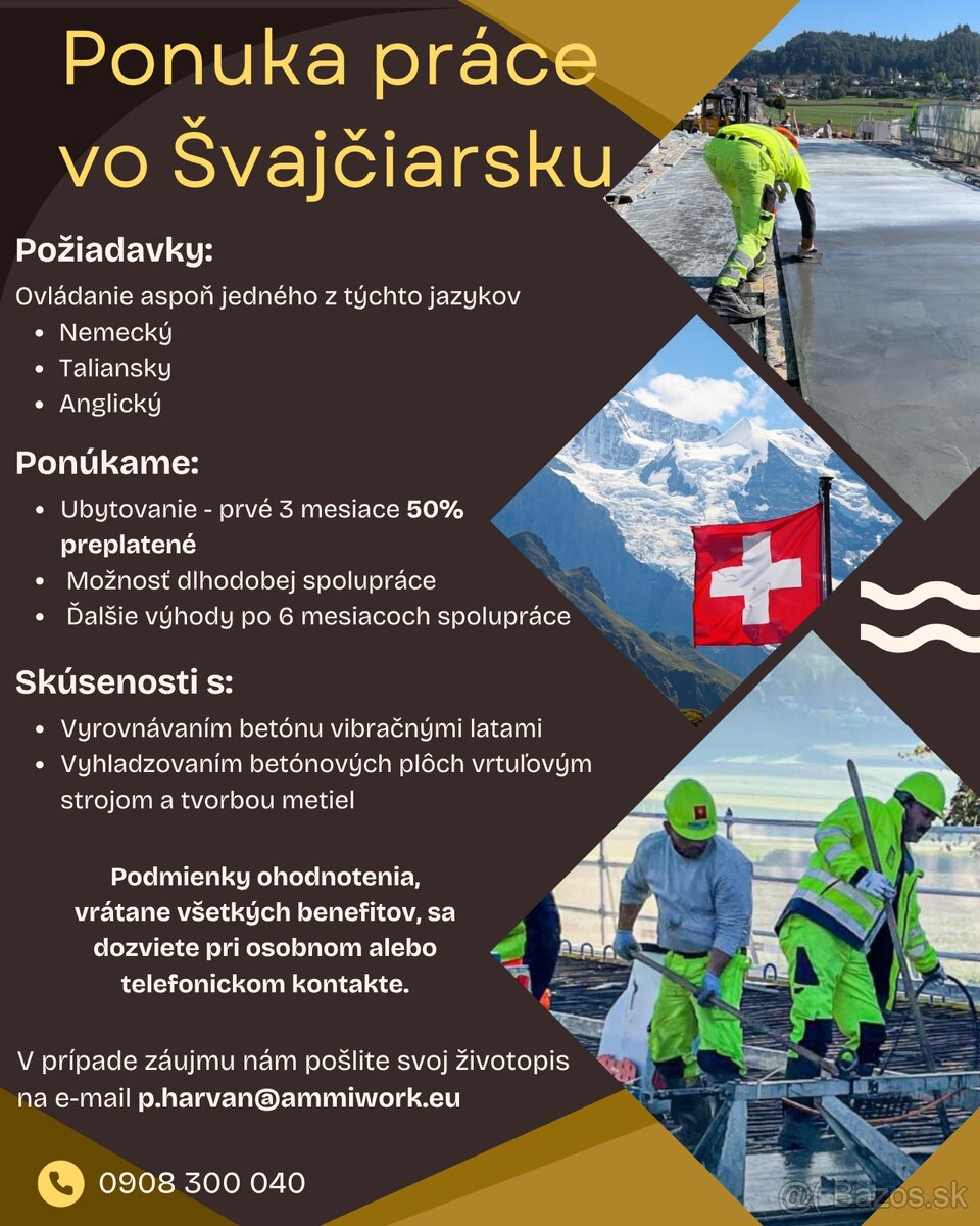 Ponuka práce vo Švajčiarsku