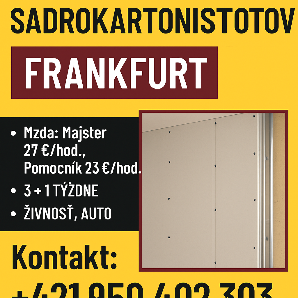 Hľadáme partiu sadrokartonistov dlhodobá práca Frankfur