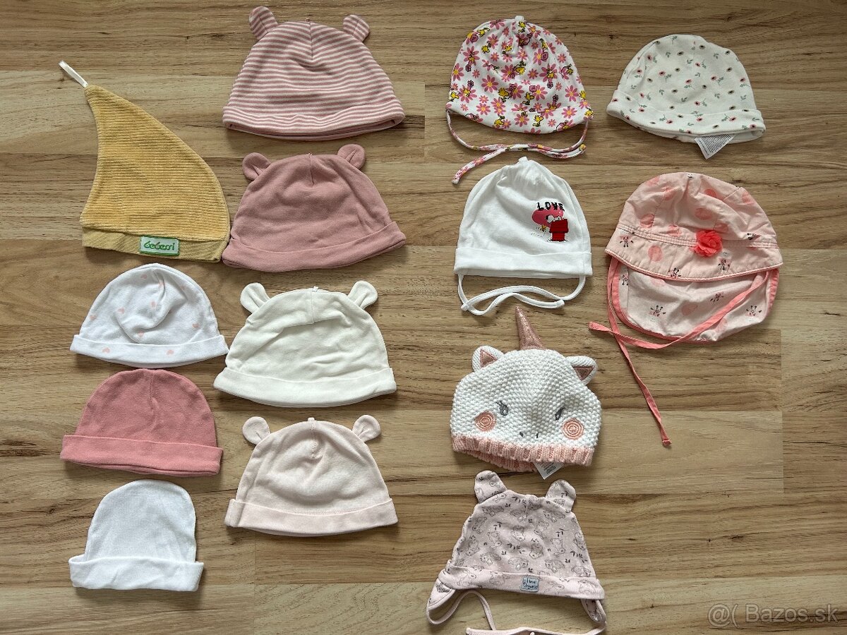 Detské čiapky do 6 mesiacov - pre dievčatko