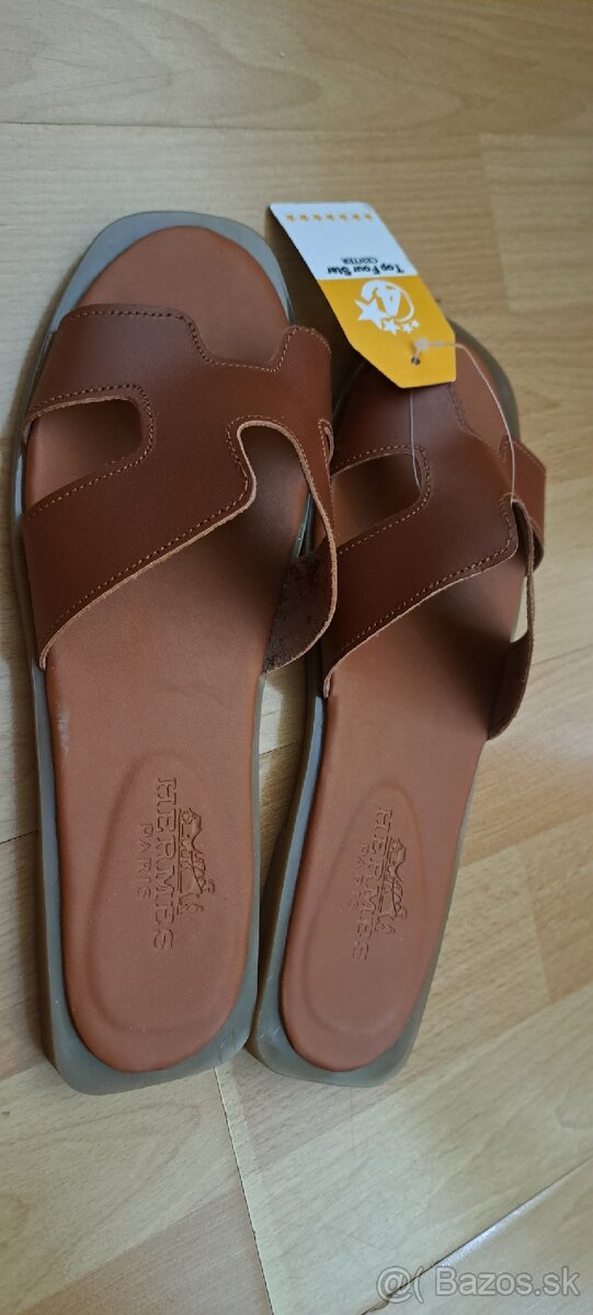 Dámske šľapky styl Hermes hnede 38