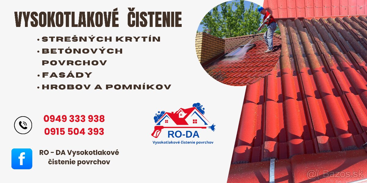 Čistenie strechy a betonove povrchy
