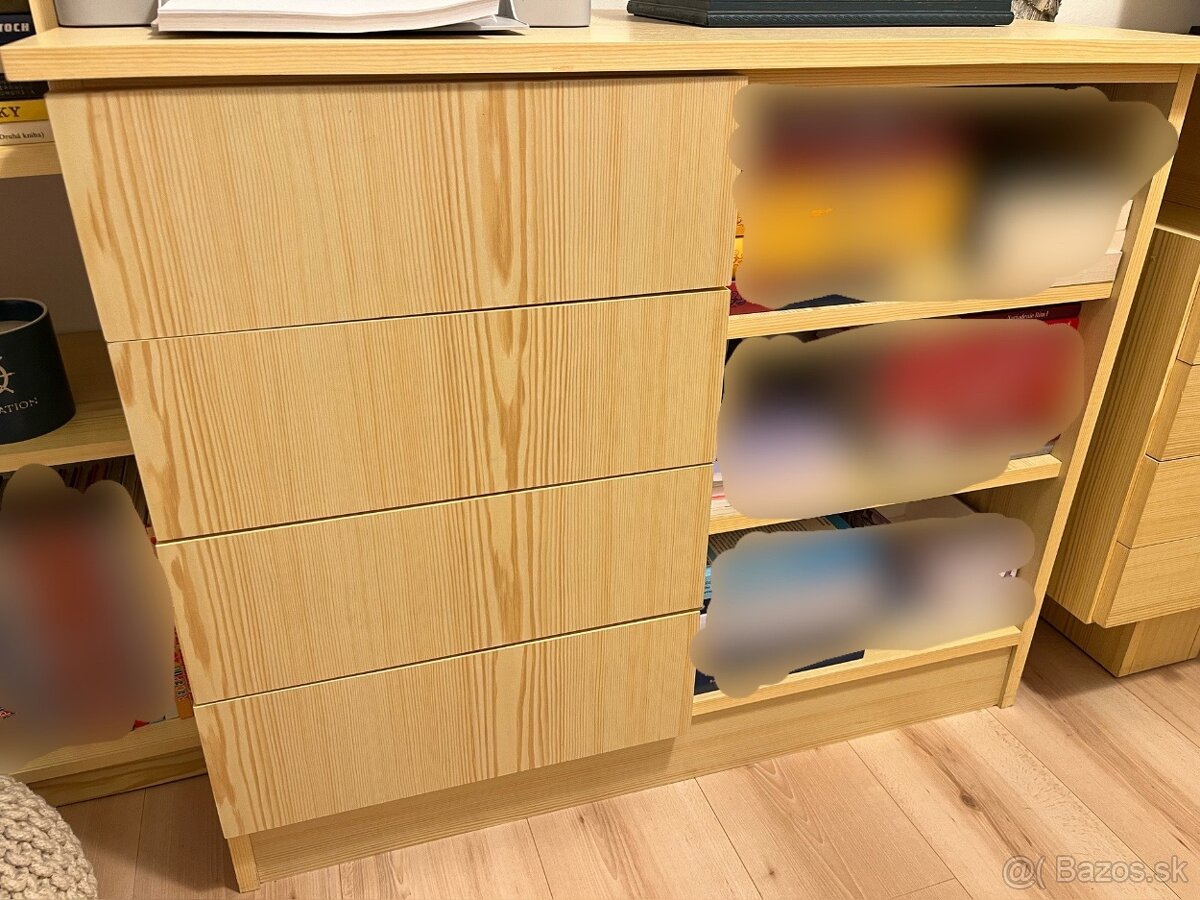 komoda + písací stôl + polička na knihy