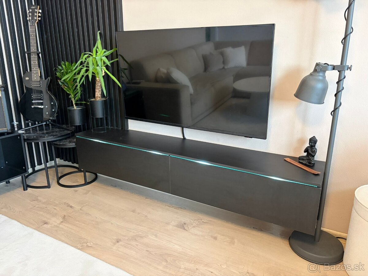 TV komoda DOROTHE 180 - čierna/matná grafitová