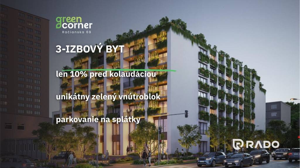 RADO | 3 izbový byt 99m² | Greencorner | Bratislava-Nové mes