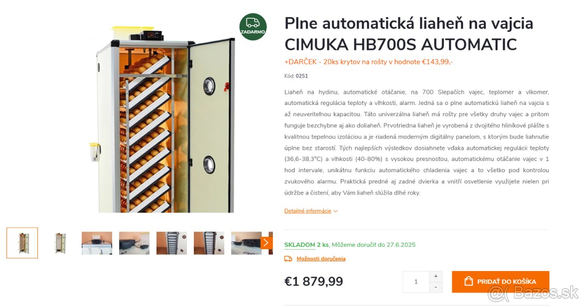 Liaheň cimuka na 700 vajec