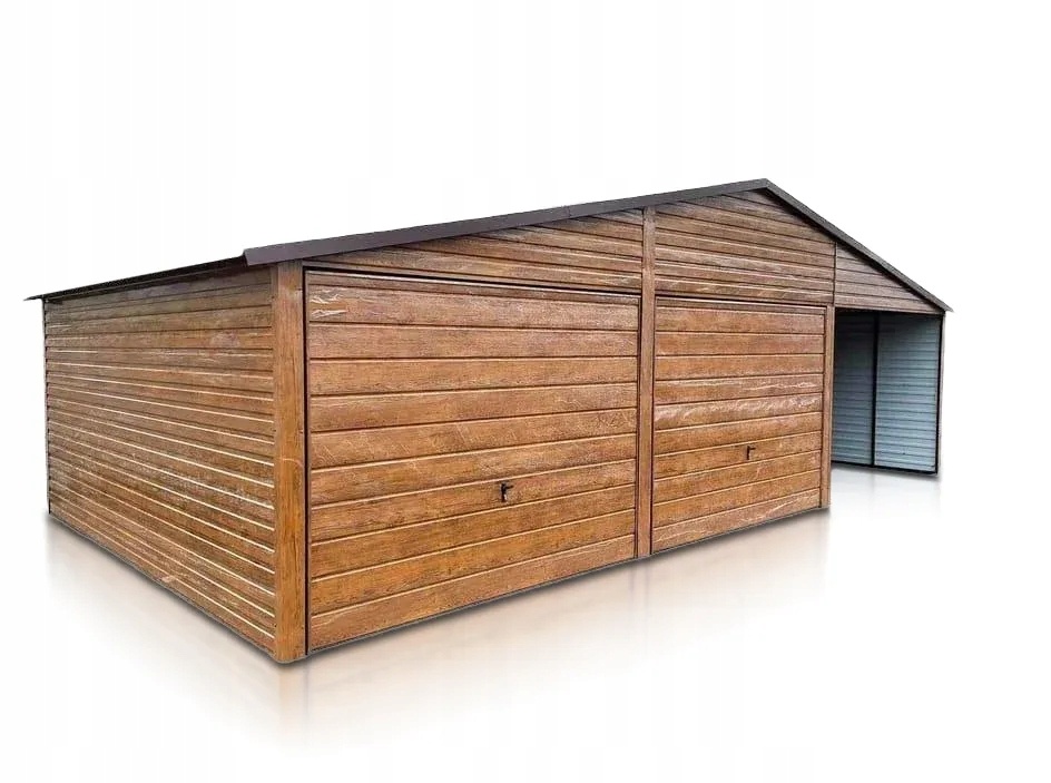 Plechová garáž 6x5m + prístrešok 3x5m dvojgaráž
