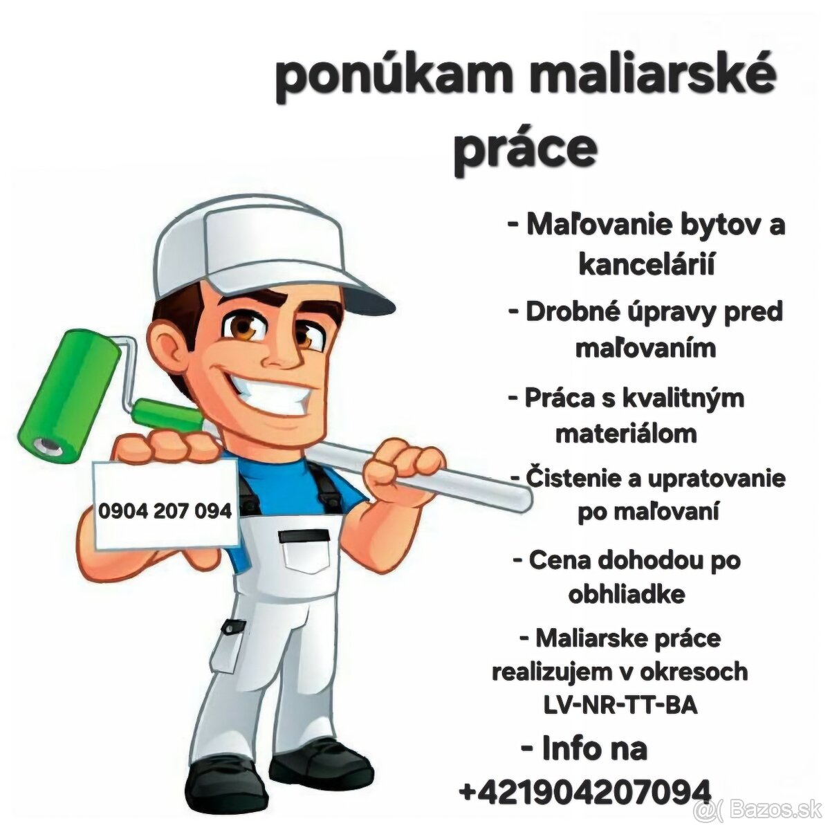 Ponúkám maľovanie bytov a kancelárií