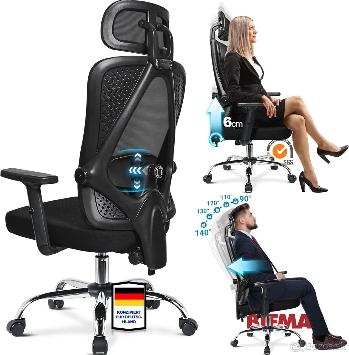 Ergonomická kancelárska stolička MELOKEA, písacia stolička s