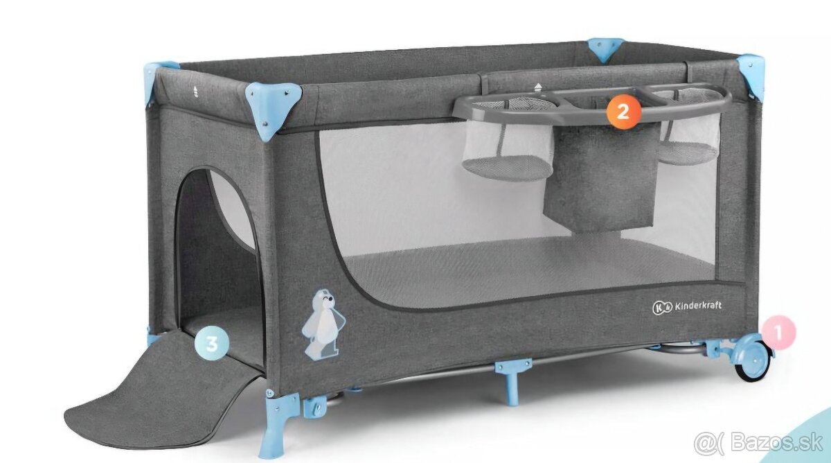 Prenosná postielka Kinderkraft Joy Blue s matracom