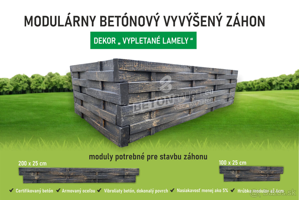 Modulárny betónový vyvýšený záhon dekor pletené lamely