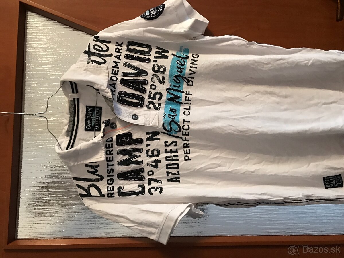 CAMP DAVID originál white pánske polotricko L/XL