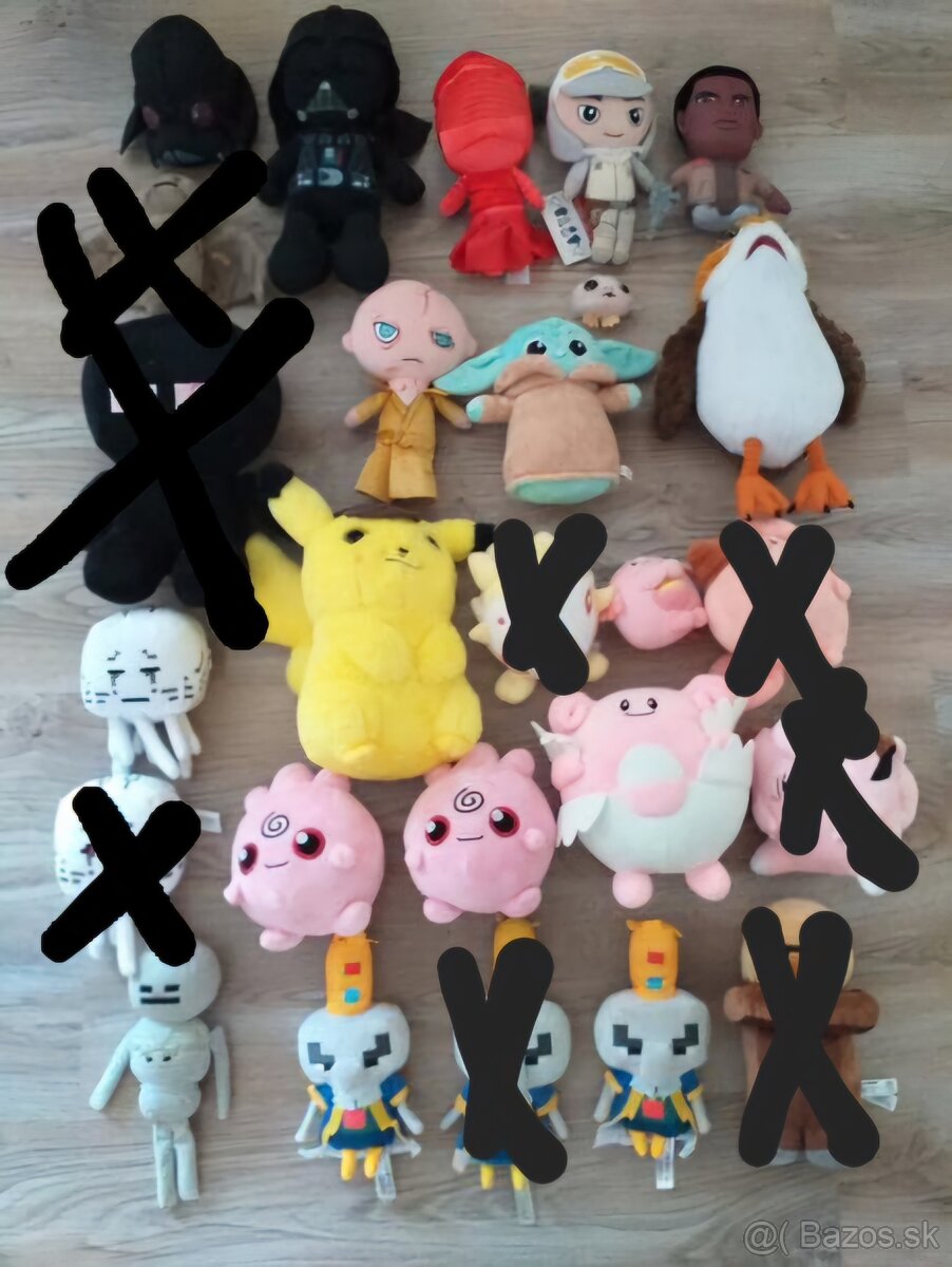 Plyšové postavičky Star wars,Minecraft,Pokémon