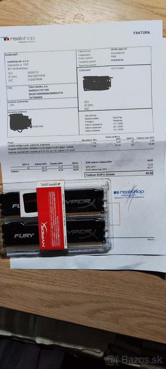 Kingston DDR3 8GB (2x4GB) 1600MHz CL10 + AMD procesor ZADARM