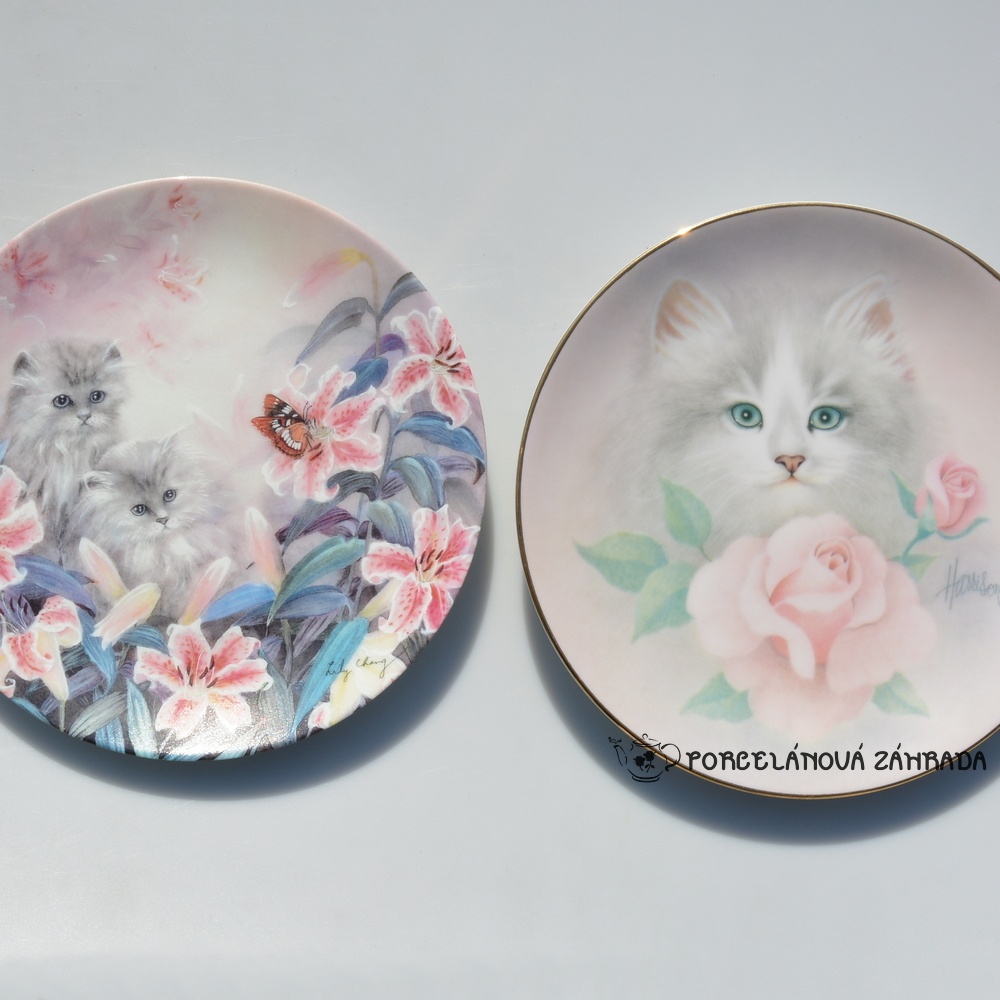 2 porcelánové taniere - Mačky