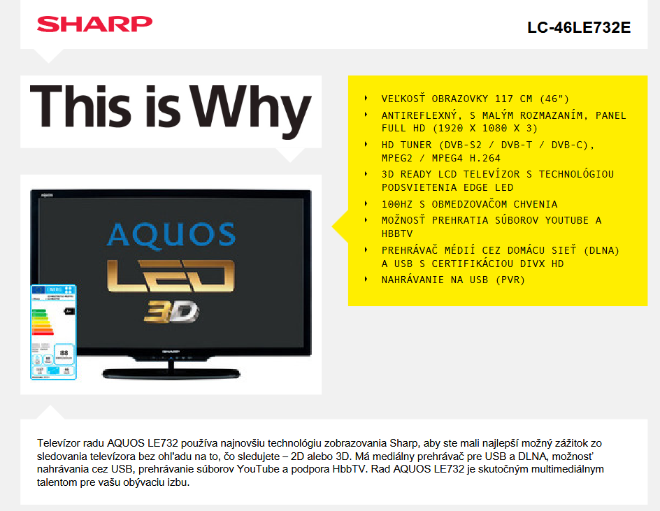 Sharp LC-46LE732ENET