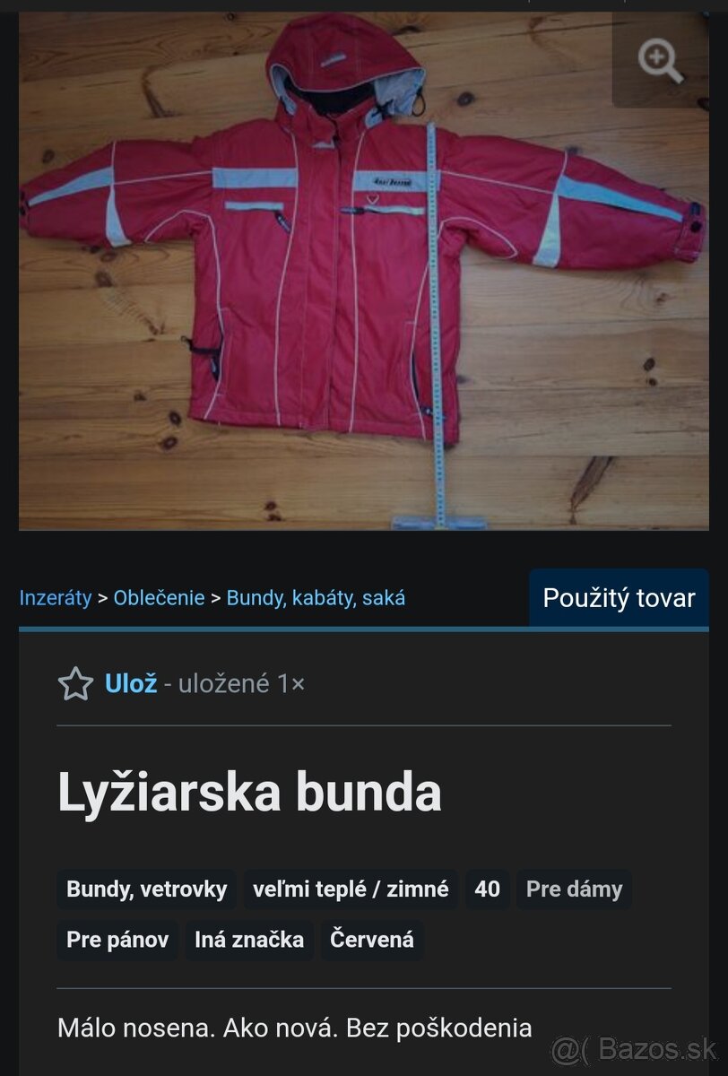Lyžiarska bunda č 40