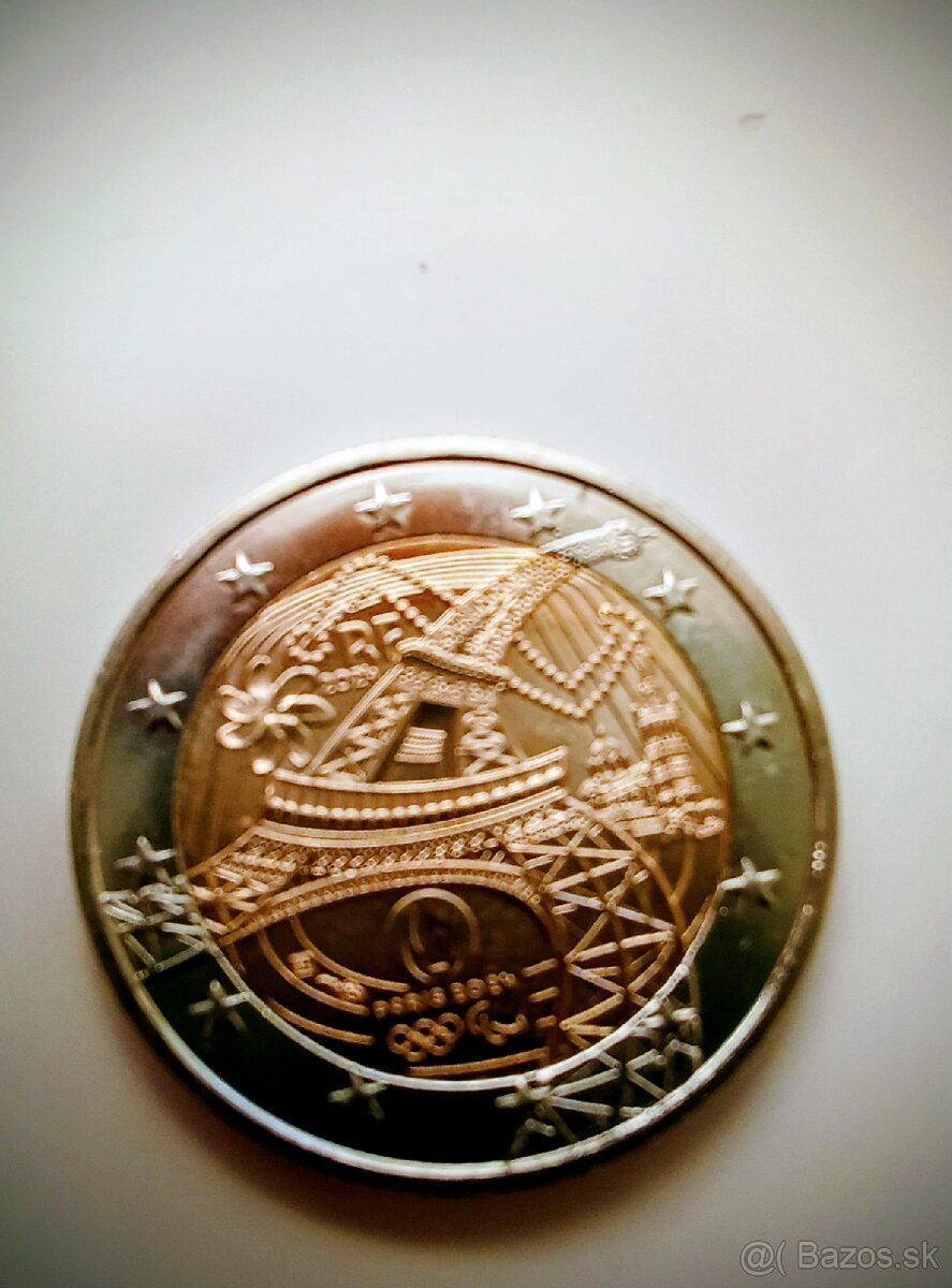 2 eurova minca symbol Paríža aj olympijských hier