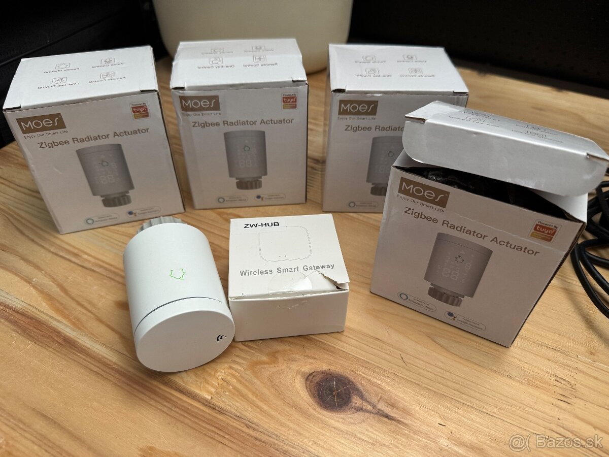 Predám 4 termostatické hlavice Zigbee Moes