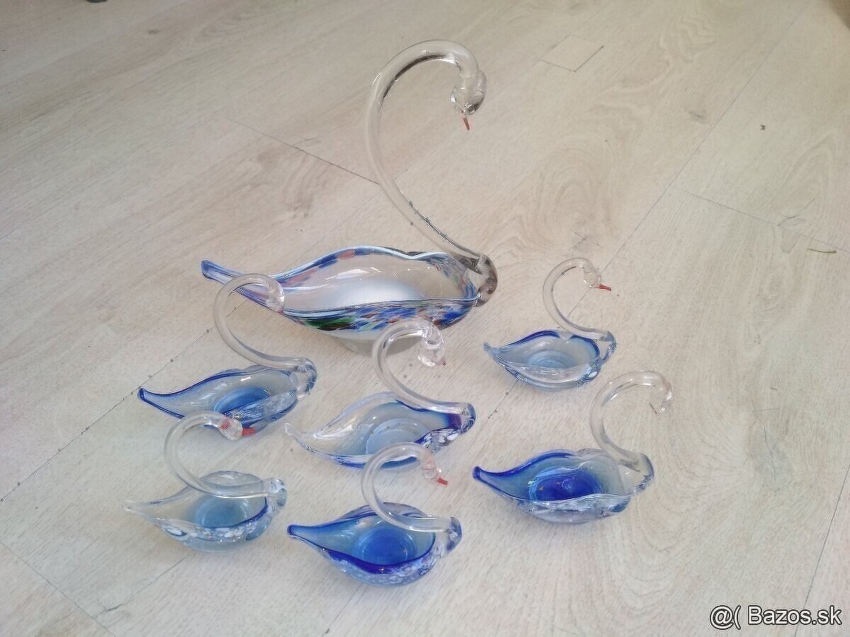 Sklenené labute 7ks Retro