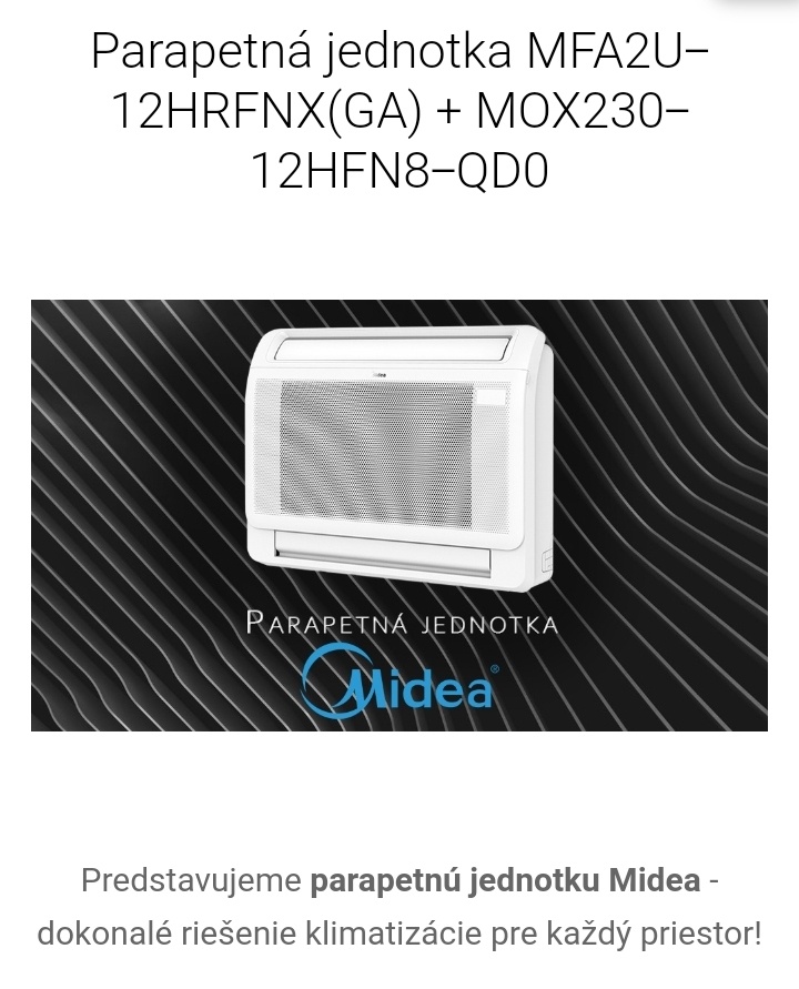 Midea parapetna klimatizácie 3,5kw