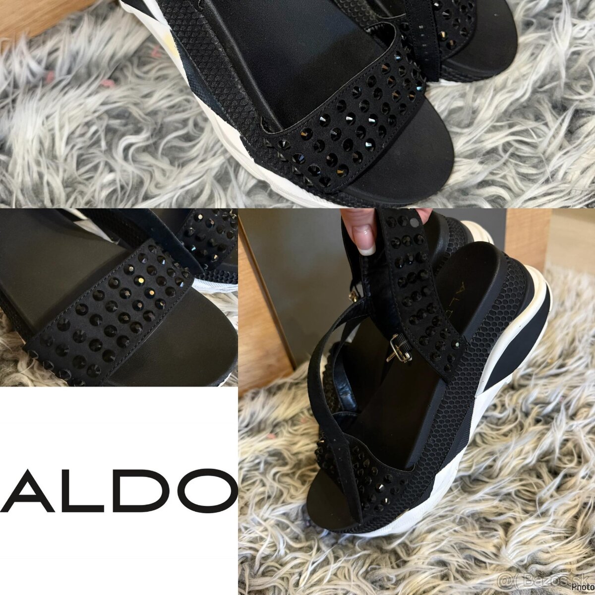 aldo black crystals original damske stylove sandalky