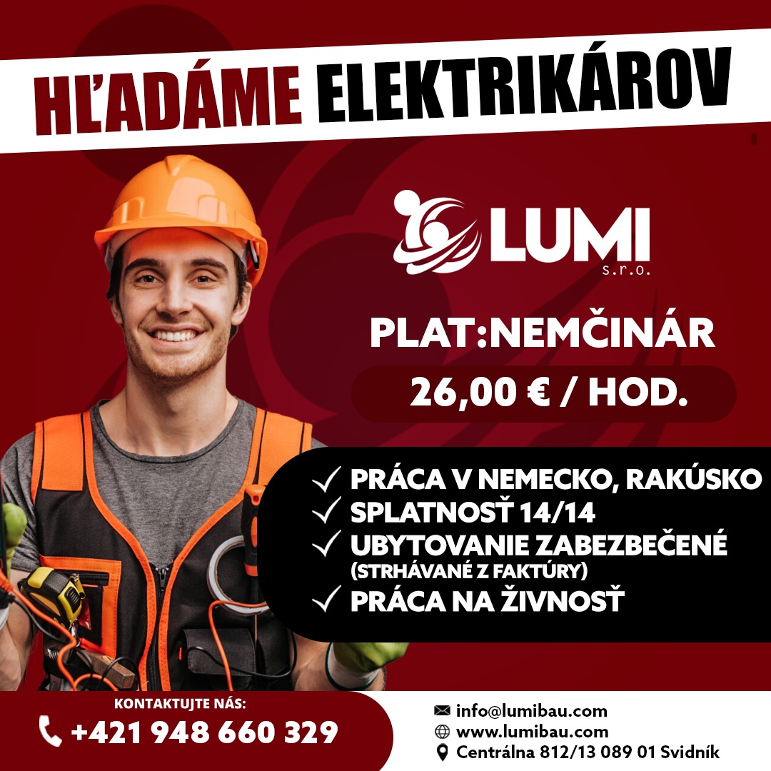 HĽADÁME ELEKTRIKÁROV