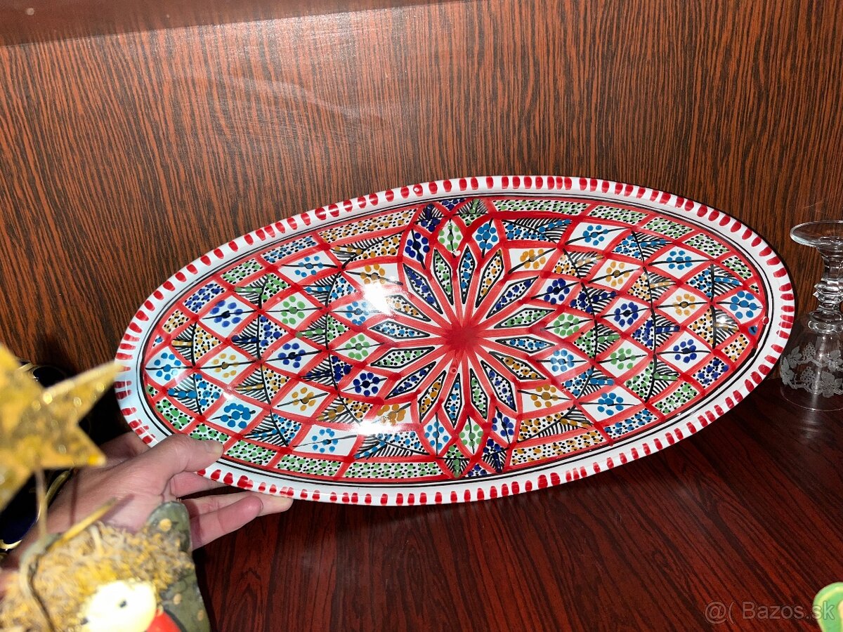 Retro rucne malovana porcelanova misa, velka, mozaika