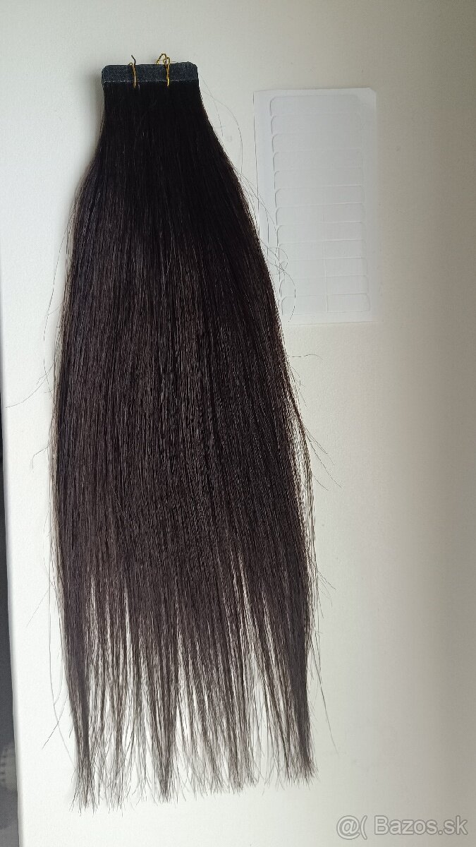 PRAVÉ VLASY predĺženie, príčesok hnedé + náhradné pásky