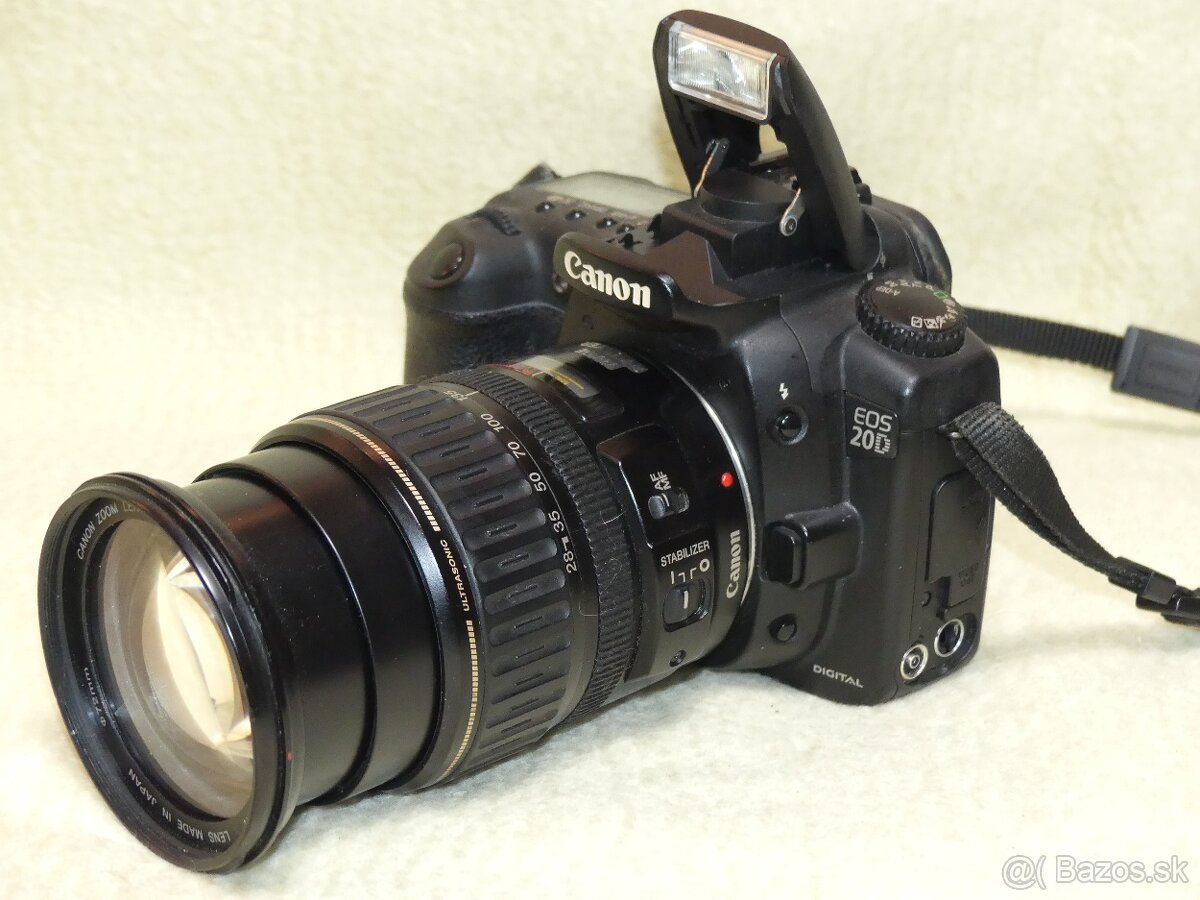 Canon EOS 20D + objektív Canon EF 28–135 mm IS USM, CF karta