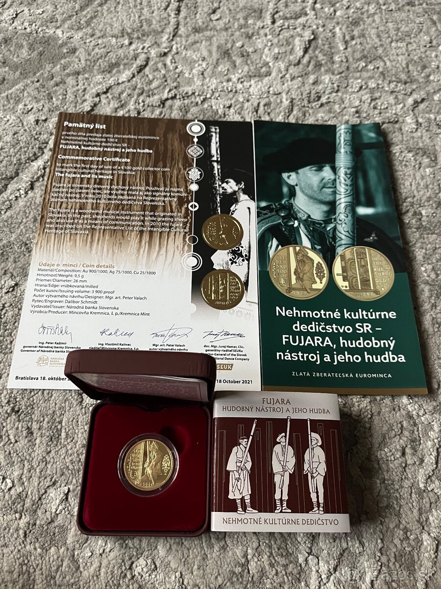 100 Euro Fujara 2021 + pamätný list