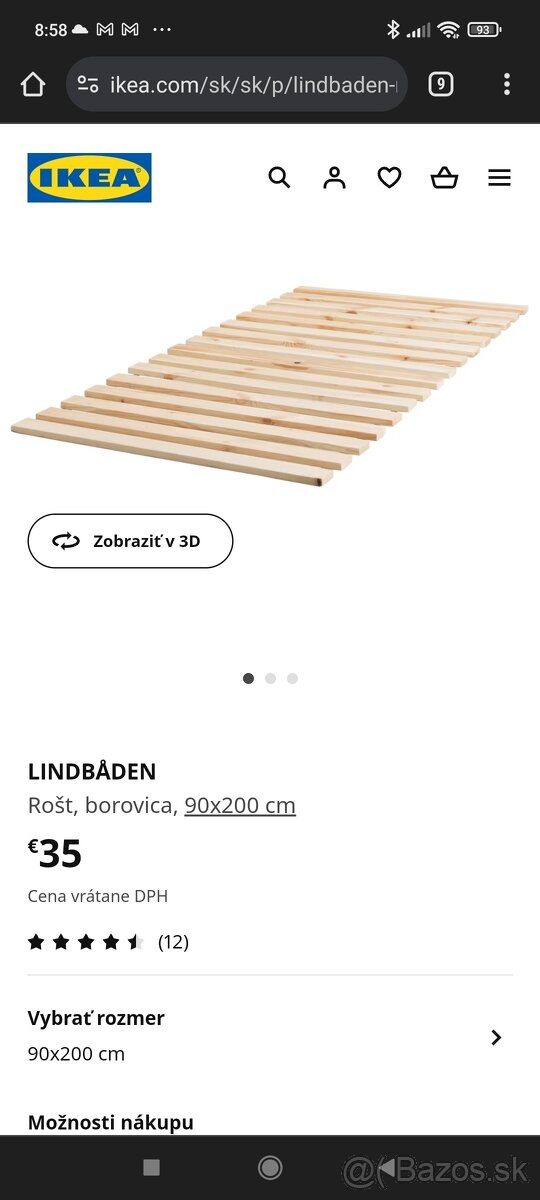 Rošt na posteľ IKEA