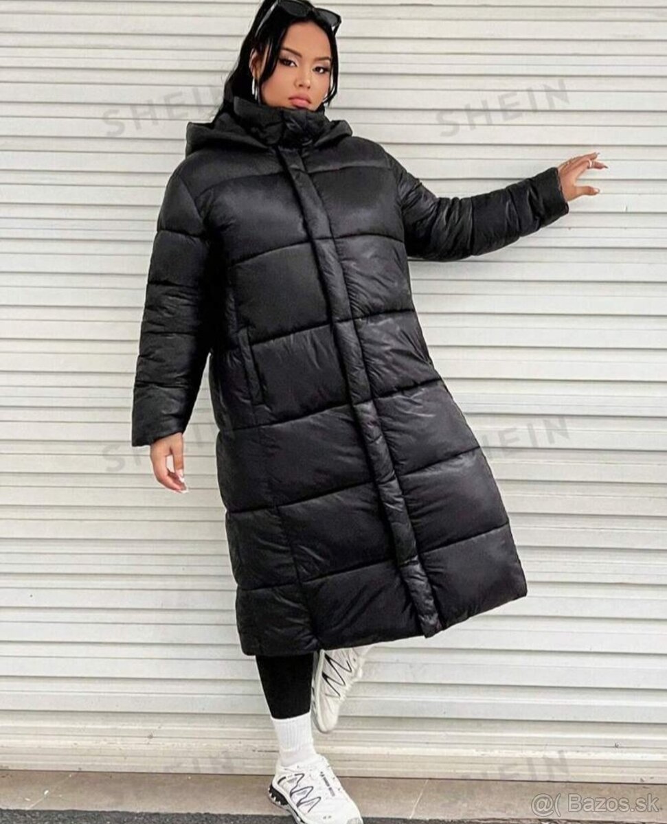 Cierna dlha zimná bunda pre moletky xxxl