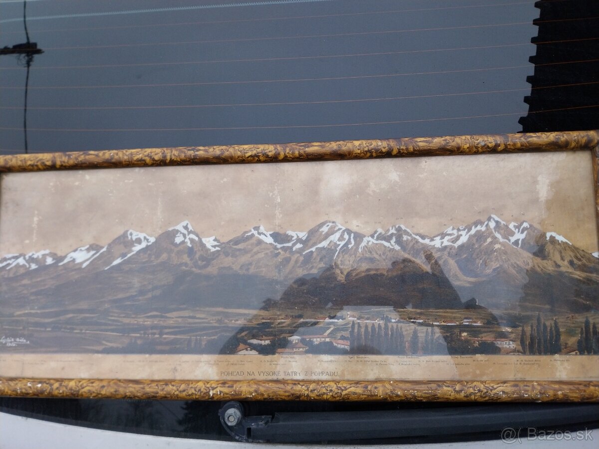 Obraz " Pohľad na Vysoké Tatry z Popradu" z roku 1950