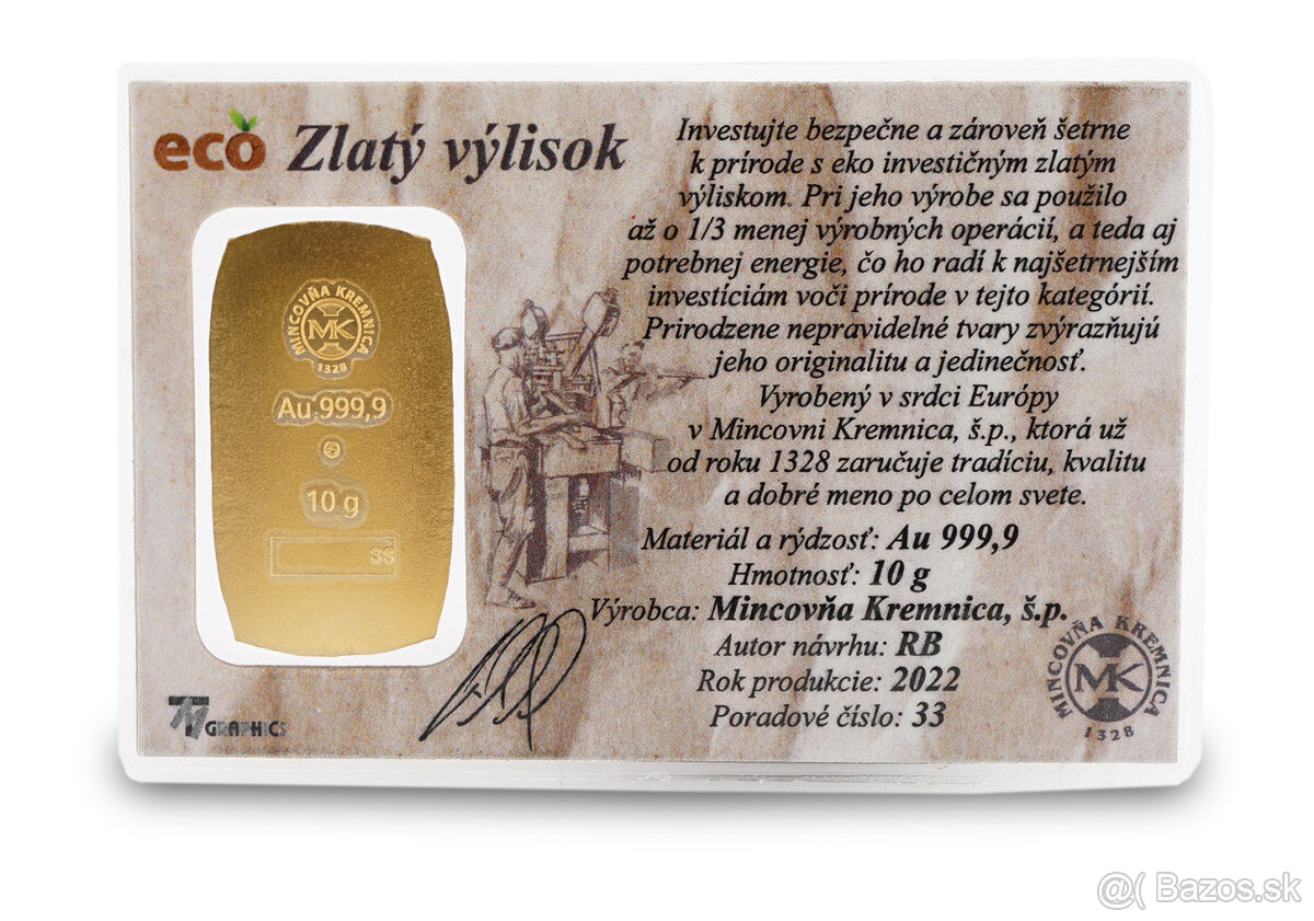 predám ECO zlatá investičná platnička 10g