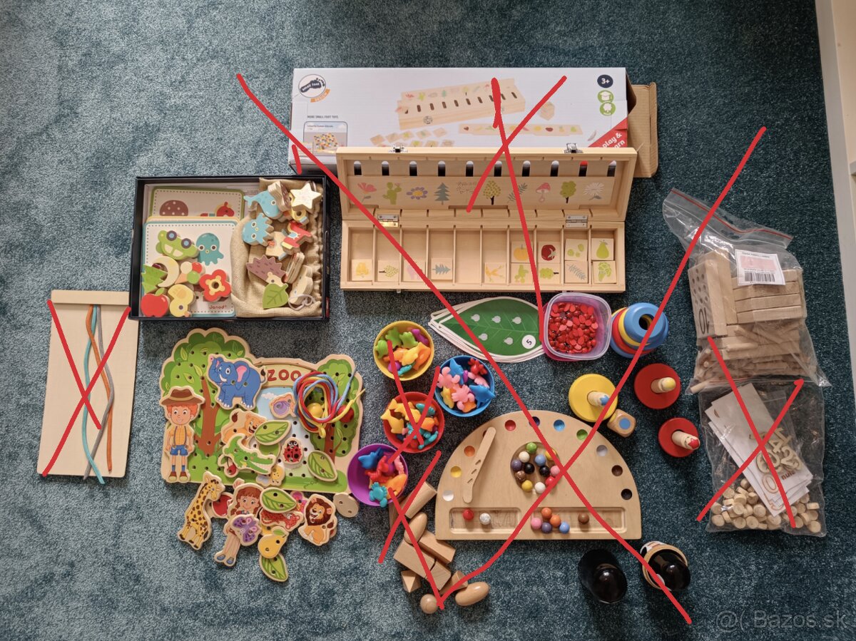 Montessori drevené hračky – triedenie, motorika, edukácia