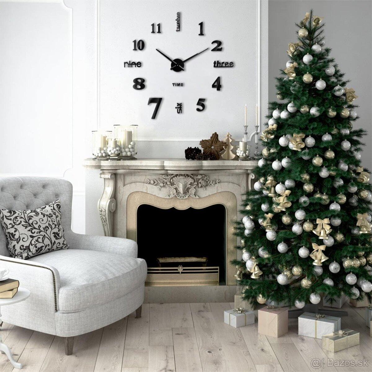 Hodiny Nástenné veľké XXL nalepiteľné 3D 60-120 cm