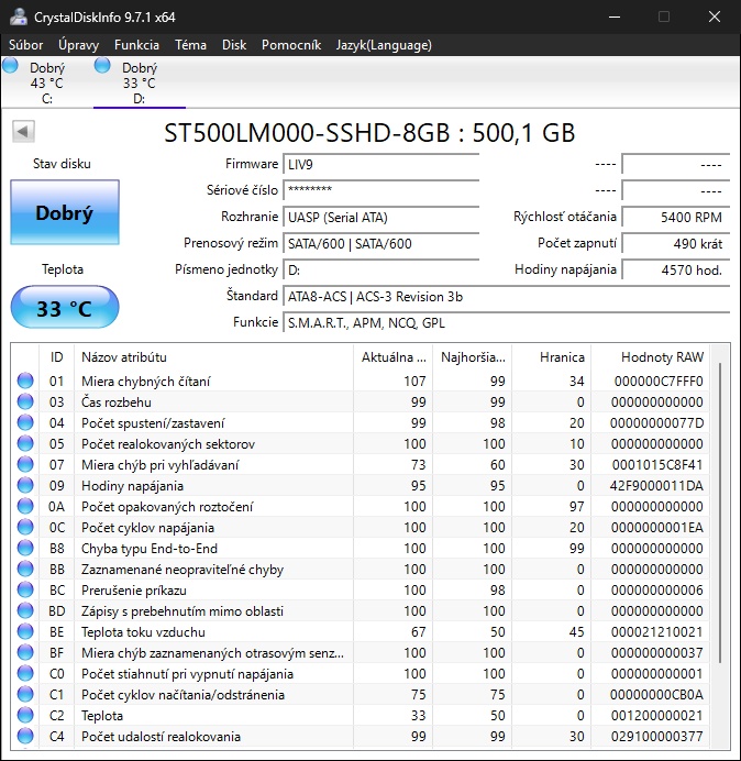 Externý hardisk - SSHD 500GB