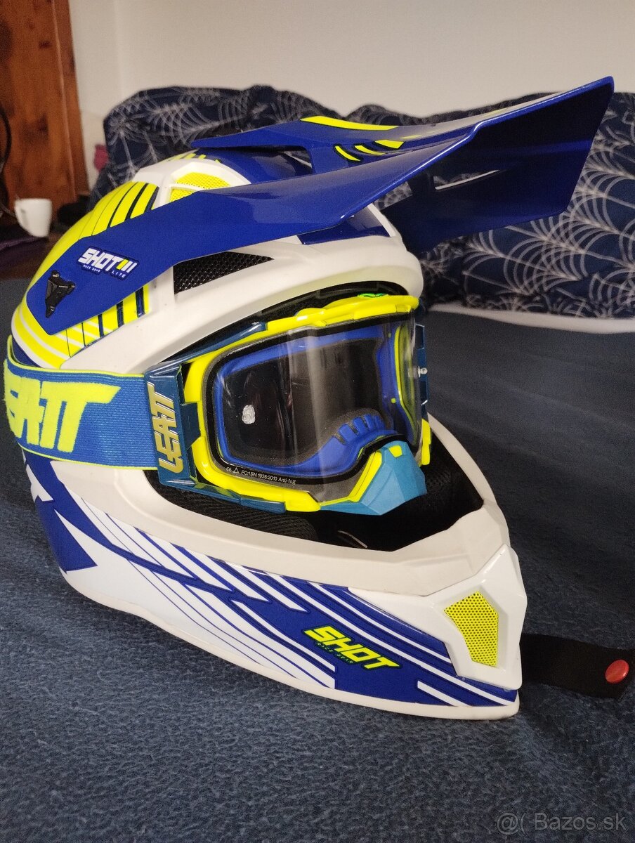 prilba helma SHOT  CARBON KEVLAR+ okuliare LEATT