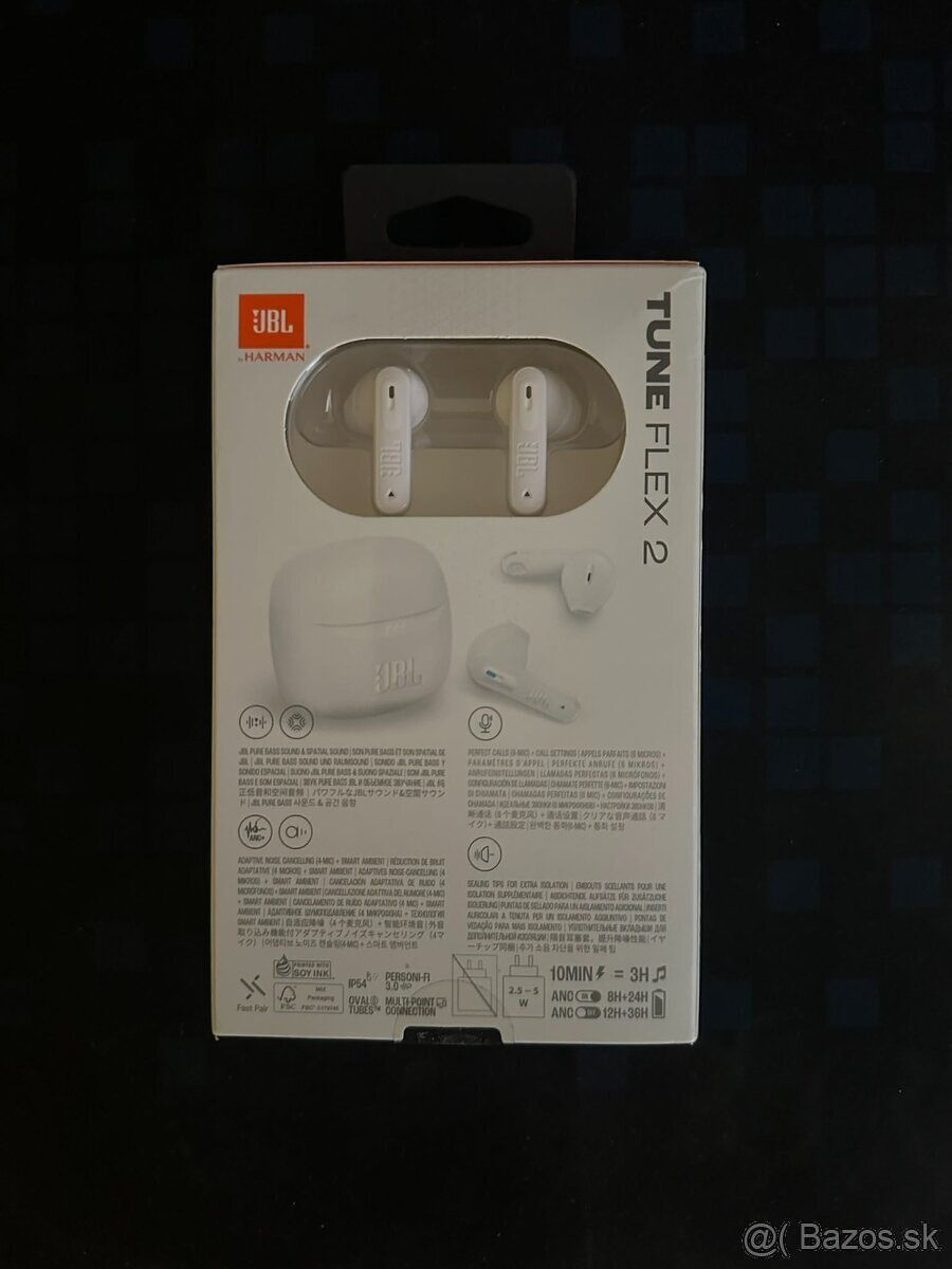 JBL Tune Flex 2 bezdrôtové slúchadlá biela/Bluetooth:5.3/48h