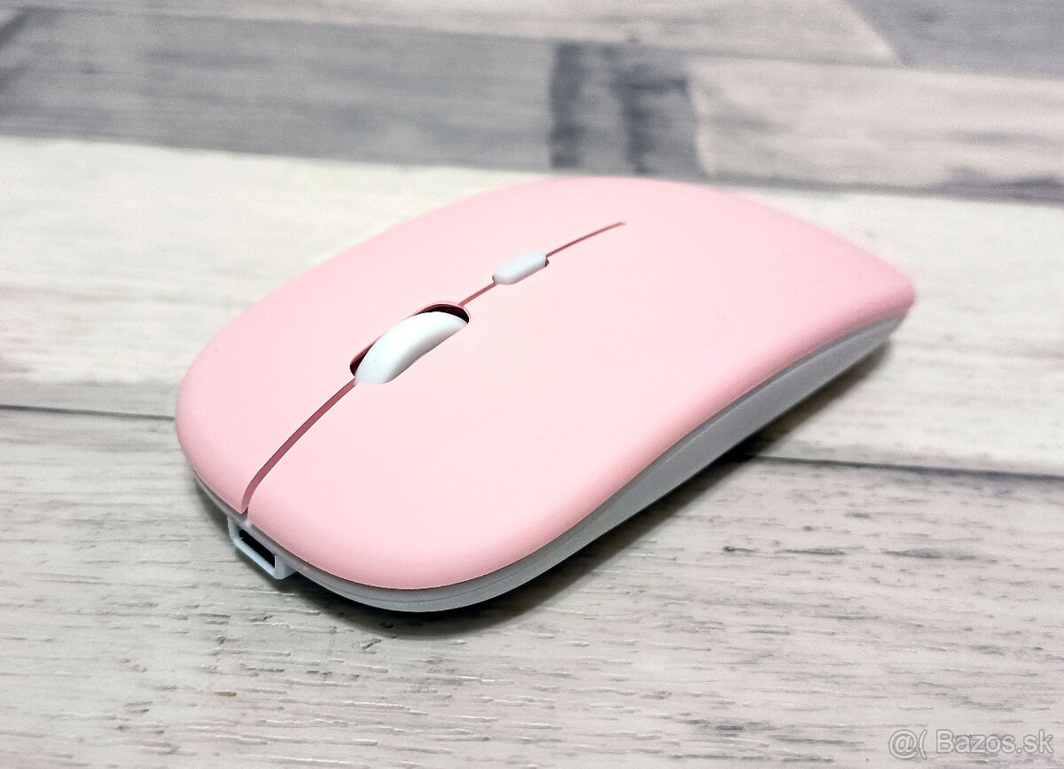 Bezdrôtová nabíjateľná bluetooth myš - ružová