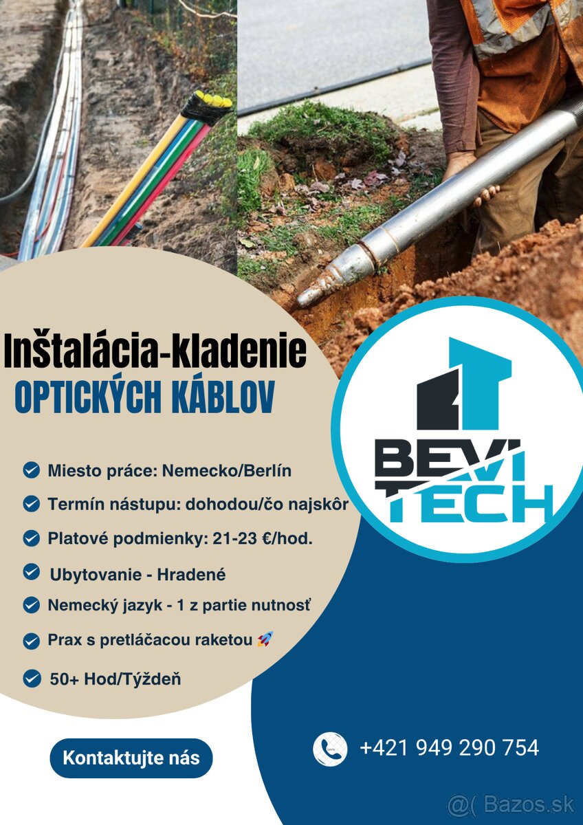 Optické káble (pokládka,zafukovanie,ťahanie káblov) -Nemecko