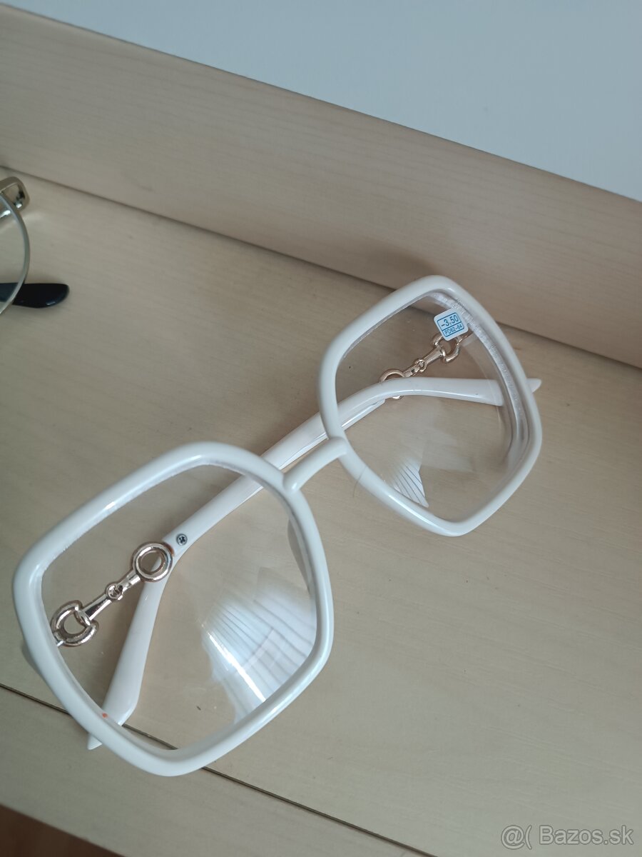 Dioptrické okuliare biele retro vzhľad -3,50