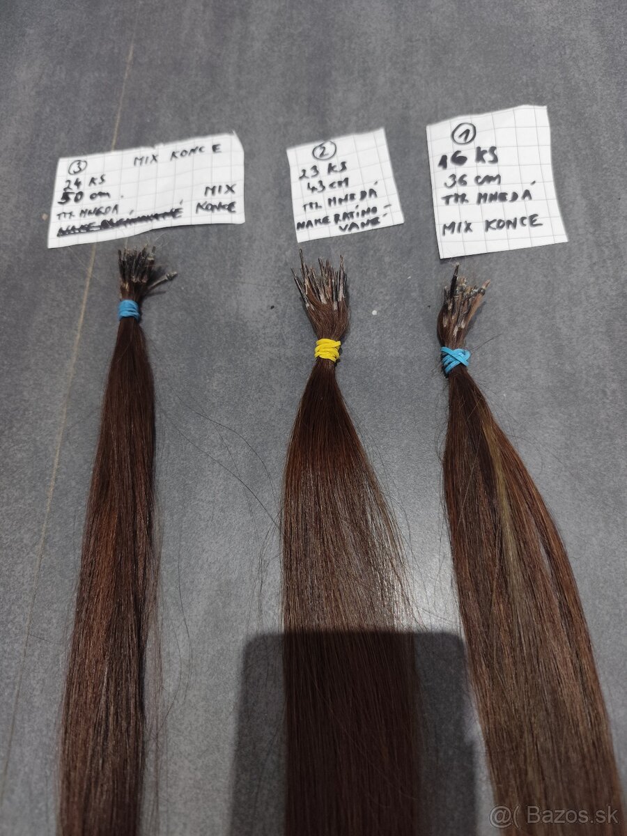 Ľudské vlasy na nadpájanie - hnedé