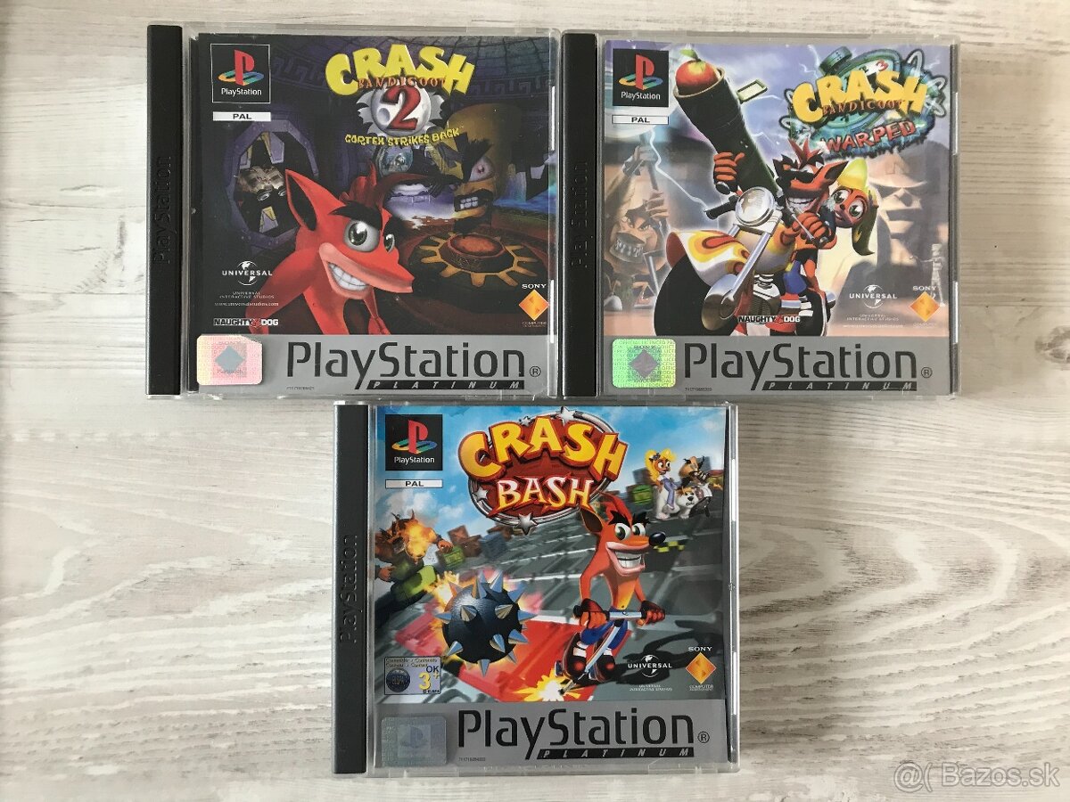 Predam 3 hry Crash Bandicoot na ps1 (idu aj na PS2, PS3)